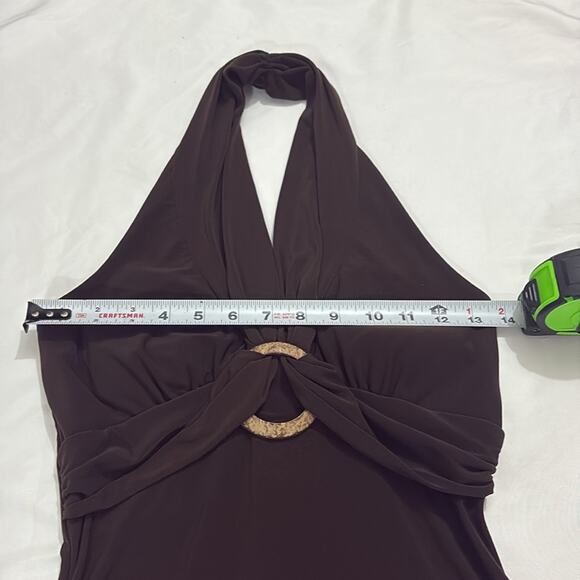 My Michelle Vintage Y2k Womens Small Brown Halter Mini Dress Western Festival - Picture 7 of 7